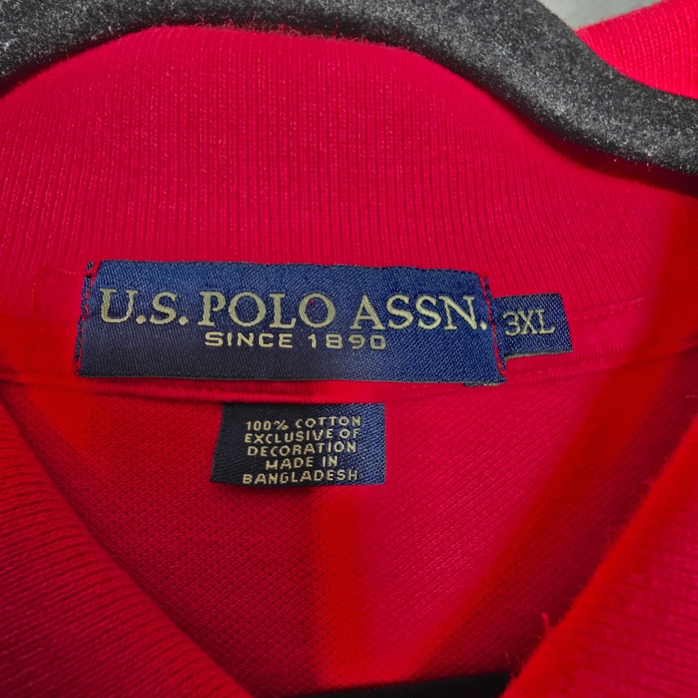 US Polo Assn Mens 3XL Red Short Sleeve Cotton Pique Polo Shirt Logo - Picture 2 of 7